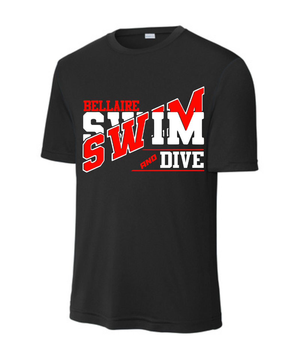 Bellaire Cardinals Swim & Dive - Split Swim Black Performance Tee