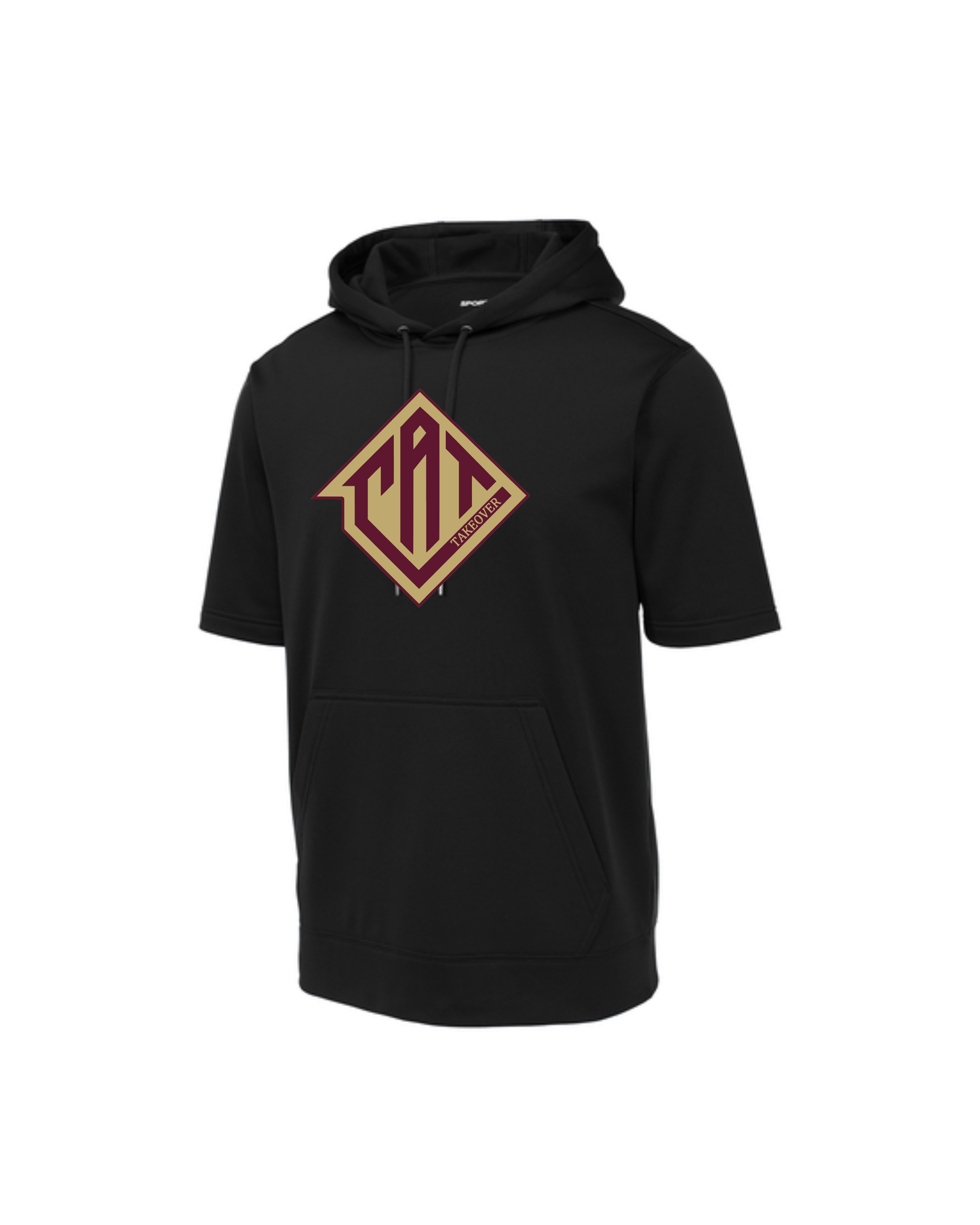 CAT Takeover- Short Sleeve Hooded Pullover- CAT Maroon & Gold Logo