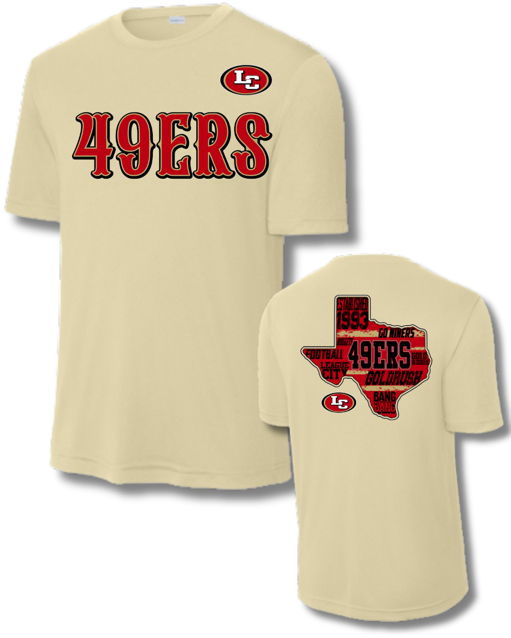 League City 49ers-49Ers- Performance Tee- Vegas Gold