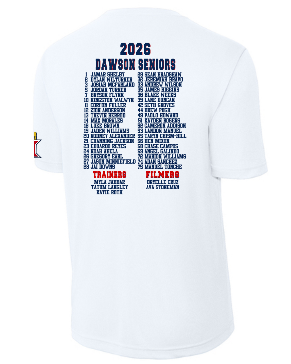 Dawson HS- Football Senior Night Performance Tee- White
