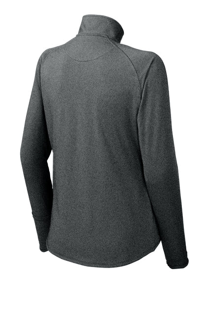 Heights Volleyball- Heights VB Ladies Stretch 1/4-Zip Pullover-Heather Grey