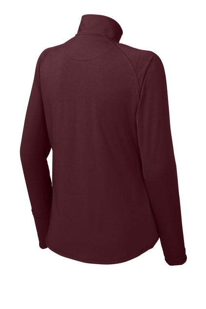 Heights Volleyball- Heights VB Ladies Stretch 1/4-Zip Pullover-Maroon