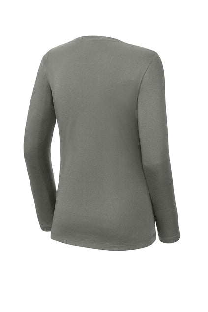 Heights Volleyball- Heights VB Ladies Longsleeve Performance Tee-Dark Smoke Grey
