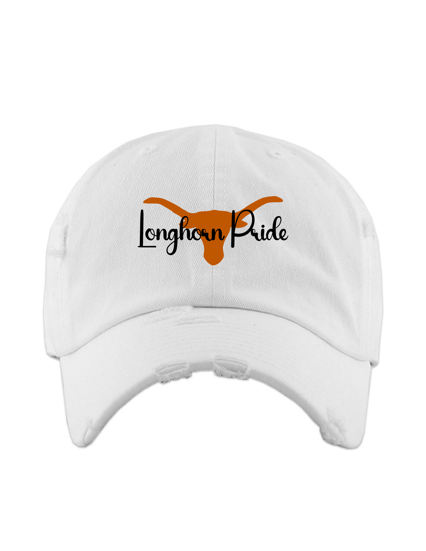 Dobie HS Volleyball - Longhorn Pride - Distressed Hat - White