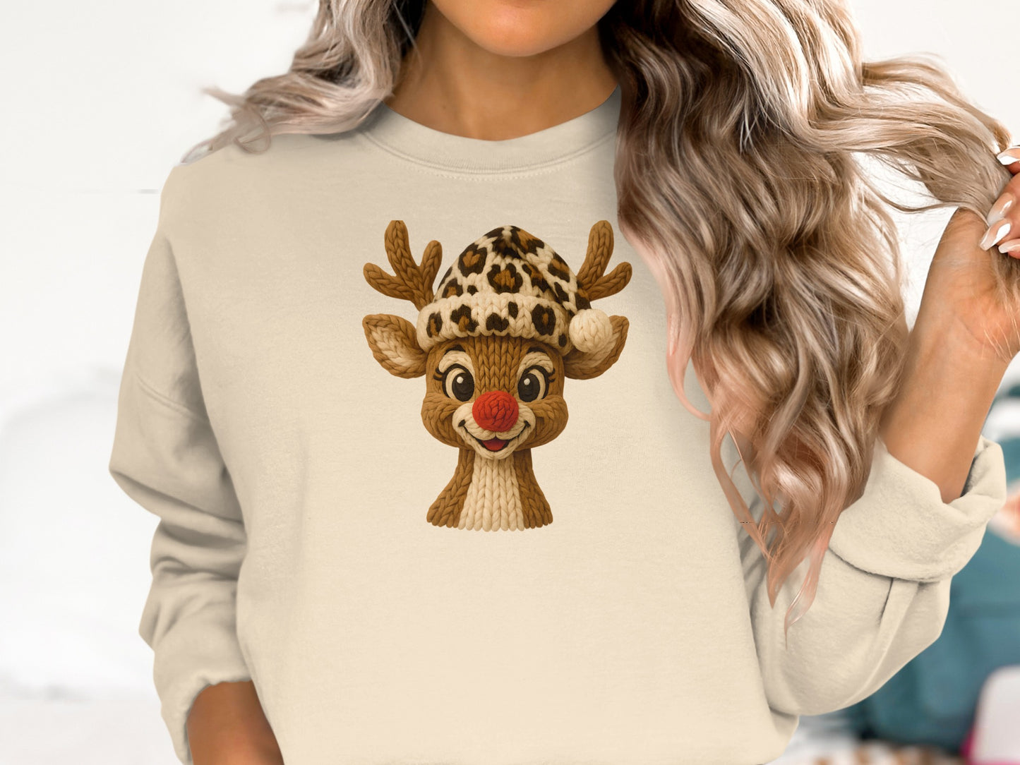 Cute Reindeer Sweatshirt with Adorable Festive Design