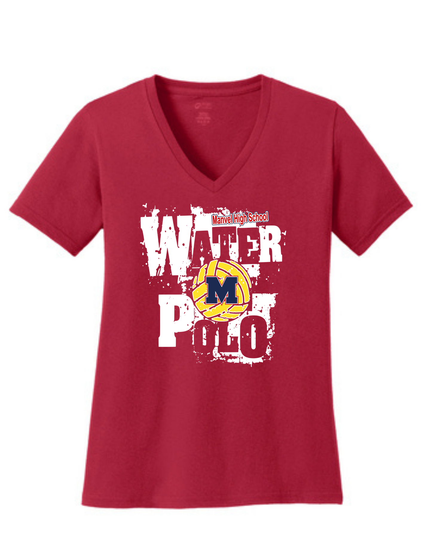 Manvel Water Polo- Manvel Water Polo Ladies Vneck Cotton Tee