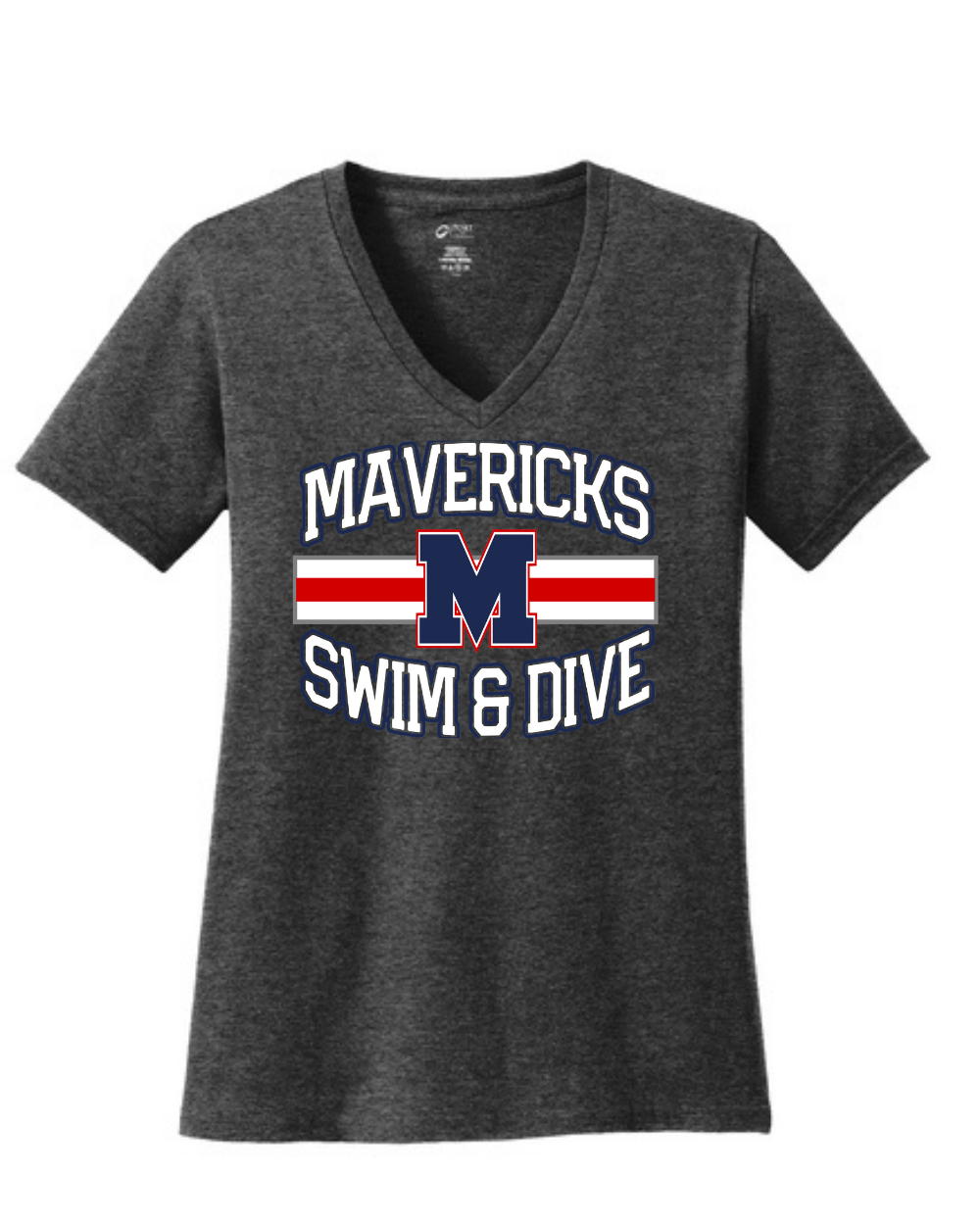Manvel Swim & Dive- Mavericks Swim Ladies Vneck Cotton Tee