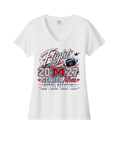 Manvel High School- Senior Moms Take Flight- Ladies Vneck Cotton Tee