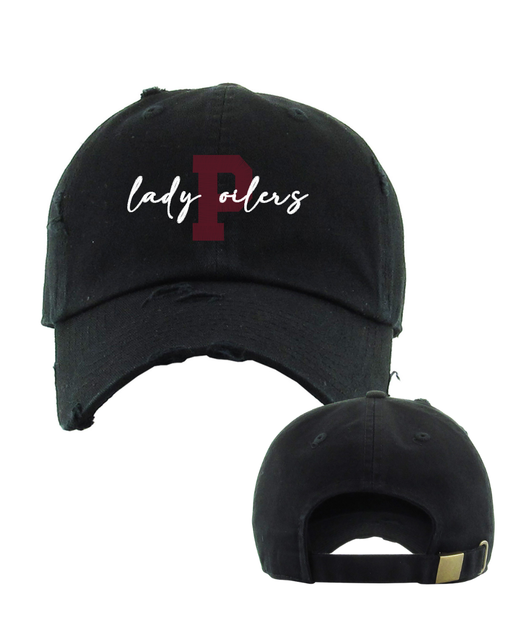 PHS Softball- P Lady Oilers Embroidered Distressed Cap- Black