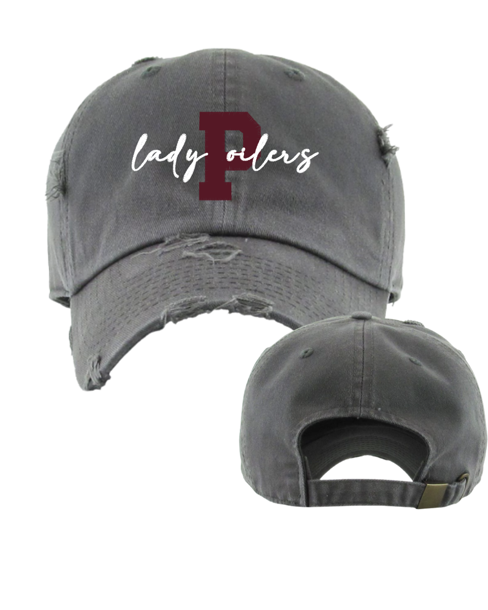 PHS Softball- P -Lady Oilers Embroidered Distressed Cap-Grey