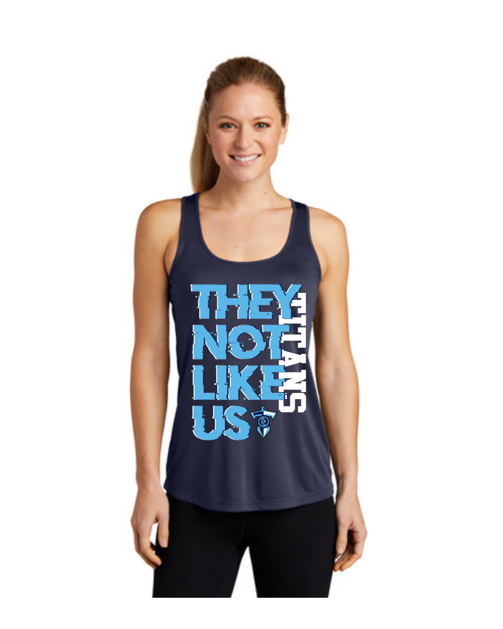 Shadow Creek Titans-TNLU Titans- Ladies Racerback Tanktop-Navy