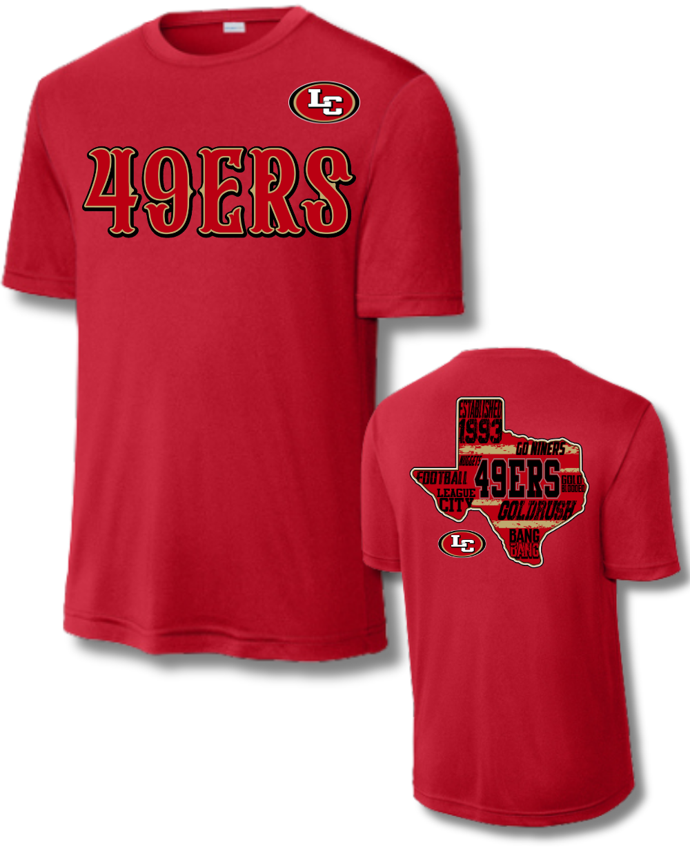 League City 49ers-49Ers- Performance Tee- Red