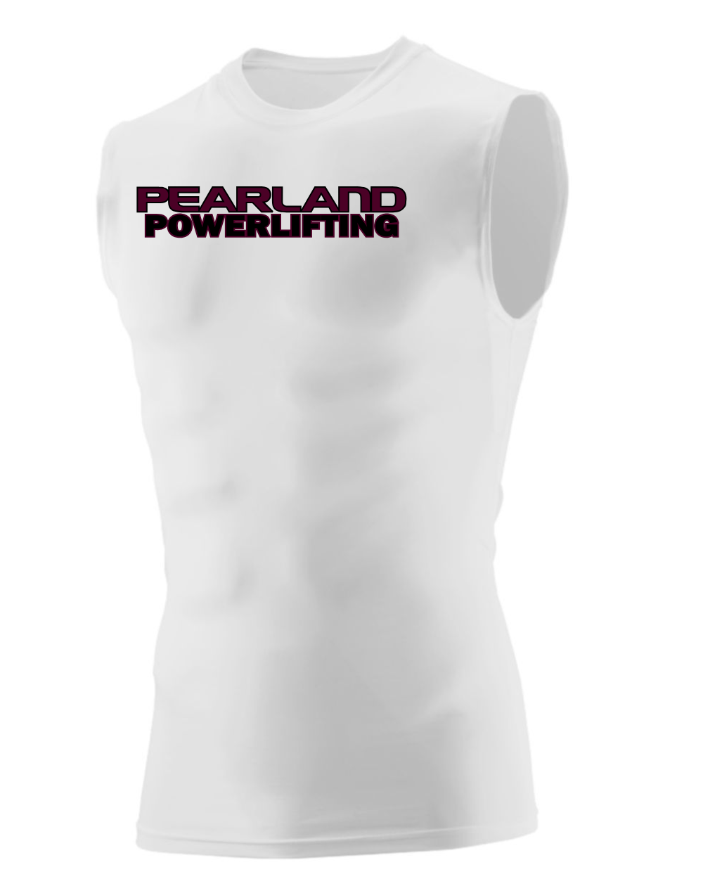 Pearland Powerlifting- Sleeveless Compression Tee- White