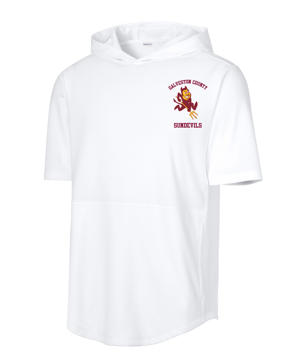 Sun Devils Baseball-Embroidered Logo Short Sleeve Hooded Tee
