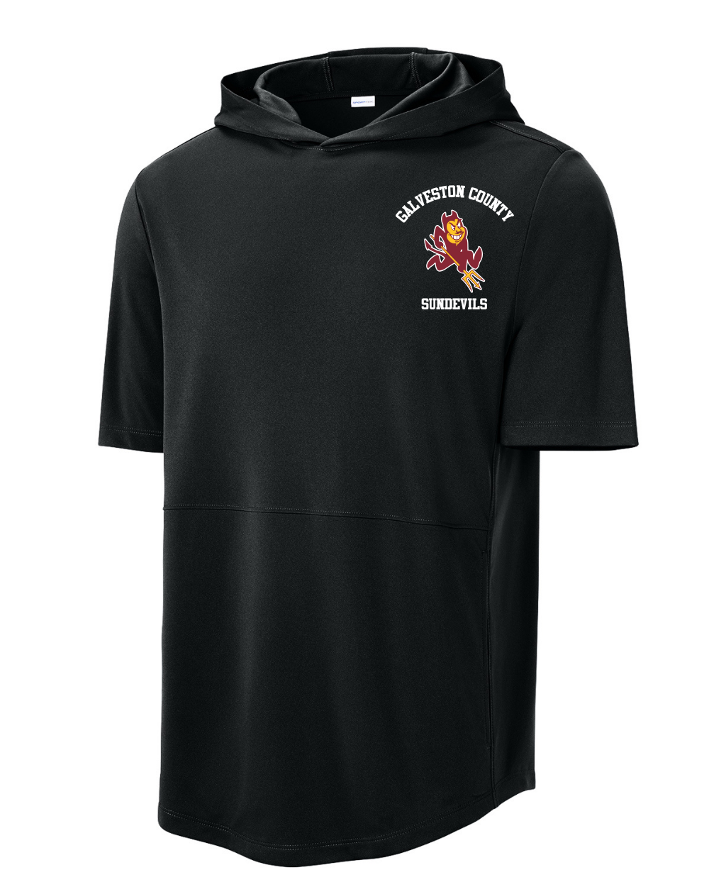 Sun Devils Baseball-Embroidered Logo Short Sleeve Hooded Tee