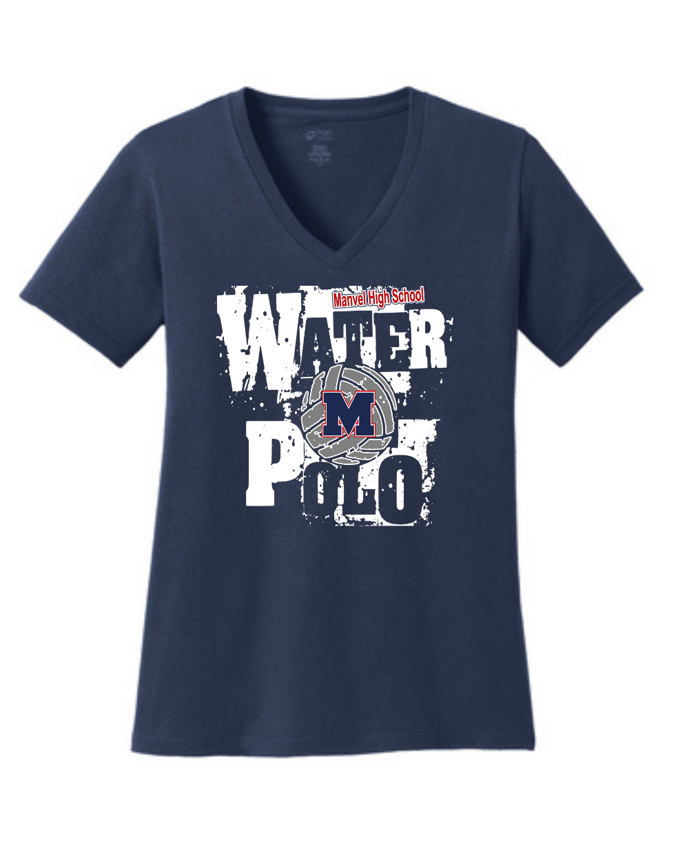 Manvel Water Polo- Manvel Water Polo Ladies Vneck Cotton Tee