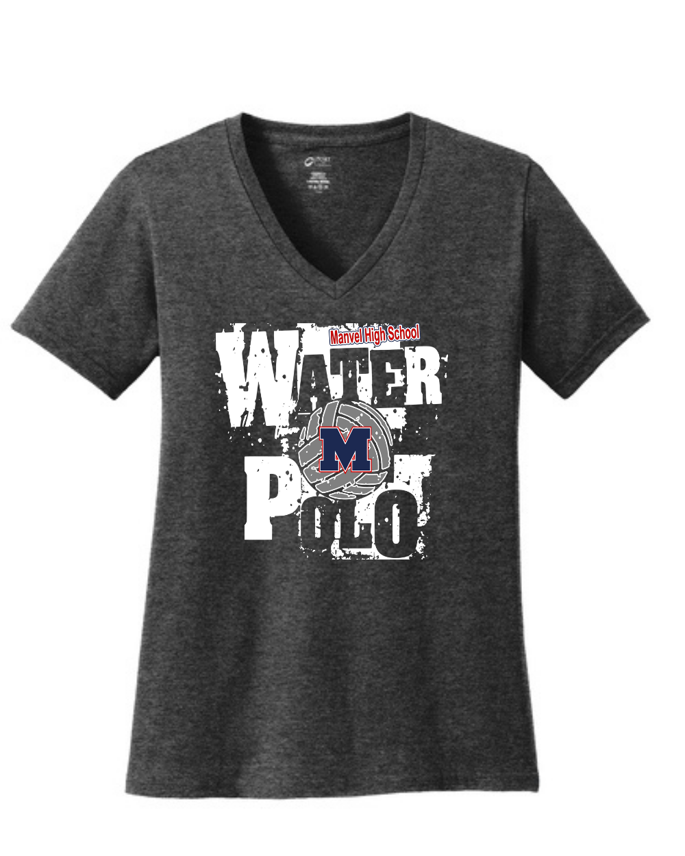 Manvel Water Polo- Manvel Water Polo Ladies Vneck Cotton Tee