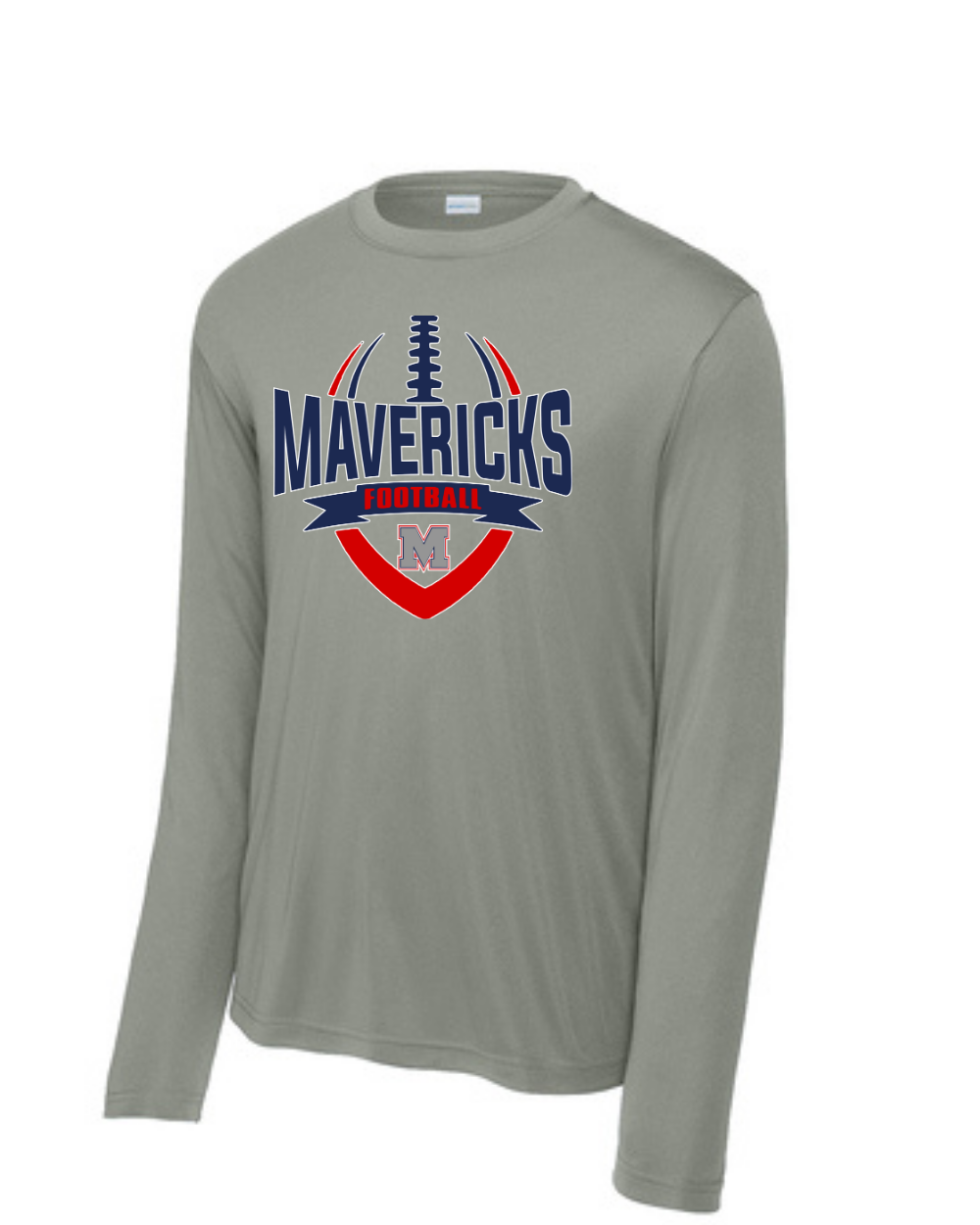 Manvel Football- Mavericks Football Long Sleeve Performance Tee