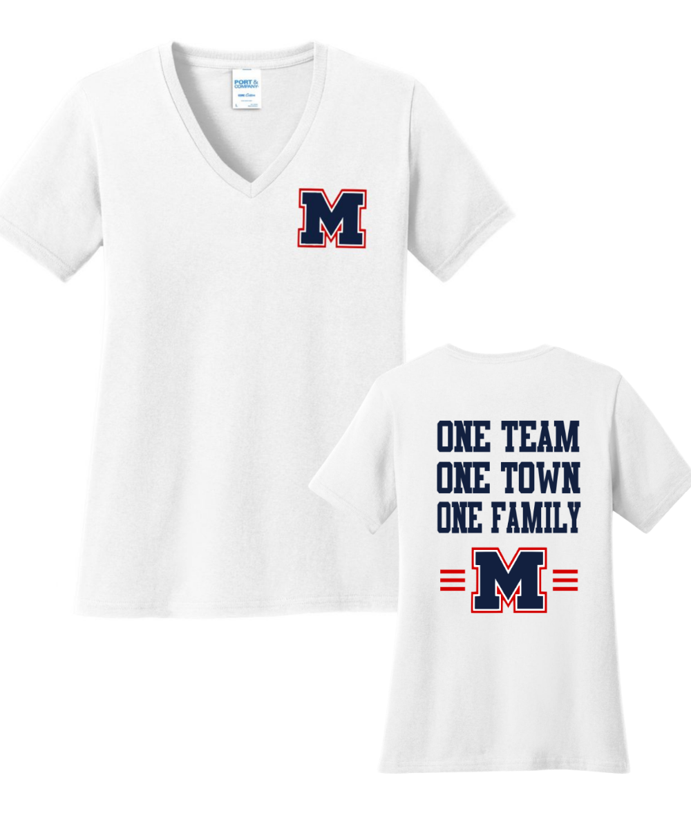 Manvel Football - One Team Ladies Vneck Cotton Tee