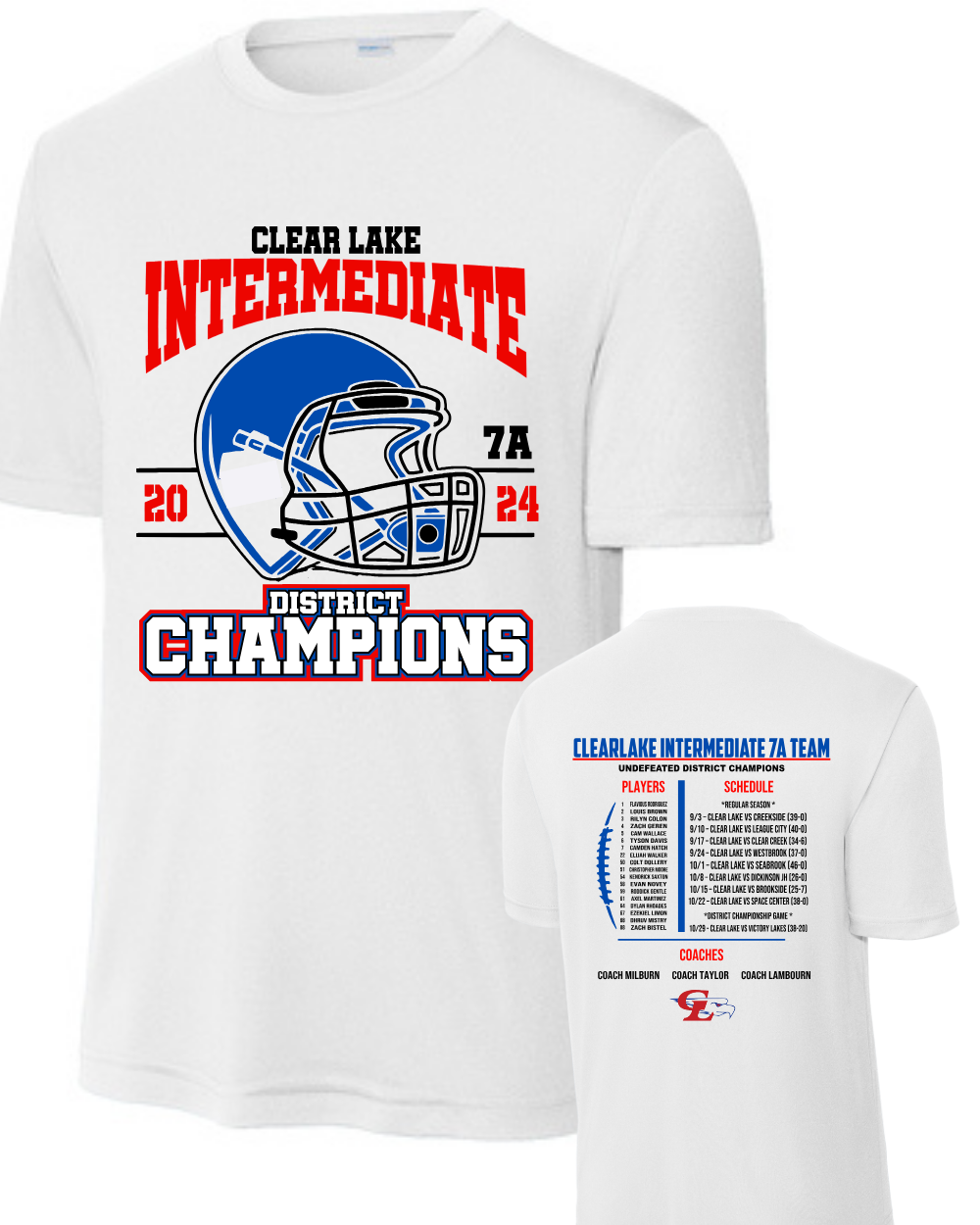 Clear Lake Intermediate 2024 District Champion Performance Tee Trend Monkey Custom Apparel Printing