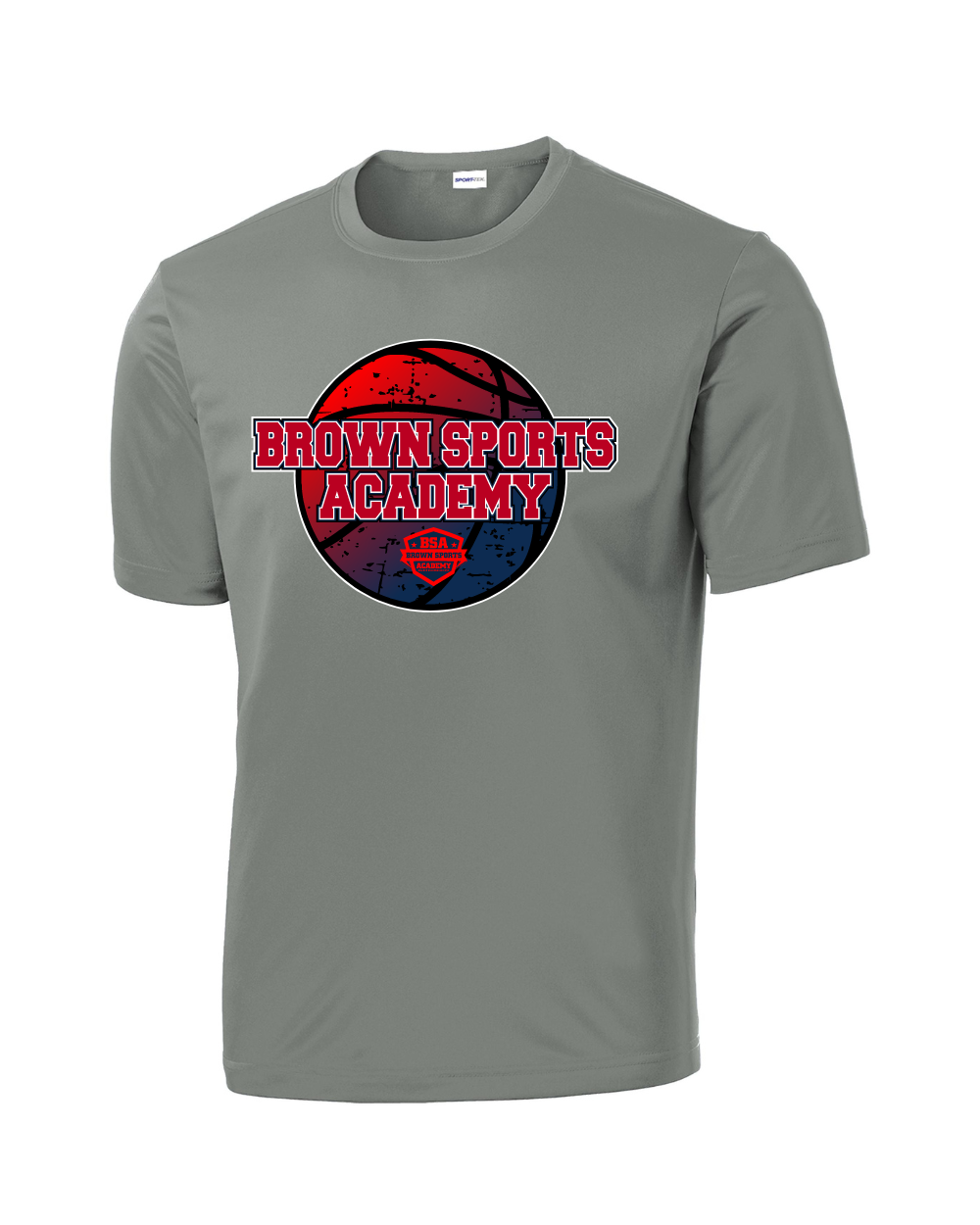 BSA-Boys Distressed Basketball Performance Tee-Grey