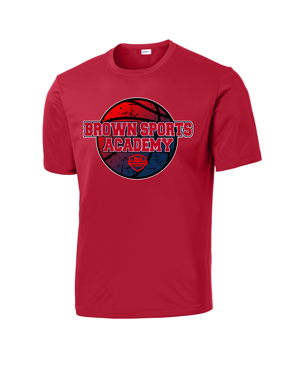 BSA-Boys Distressed Basketball Performance Tee-Red
