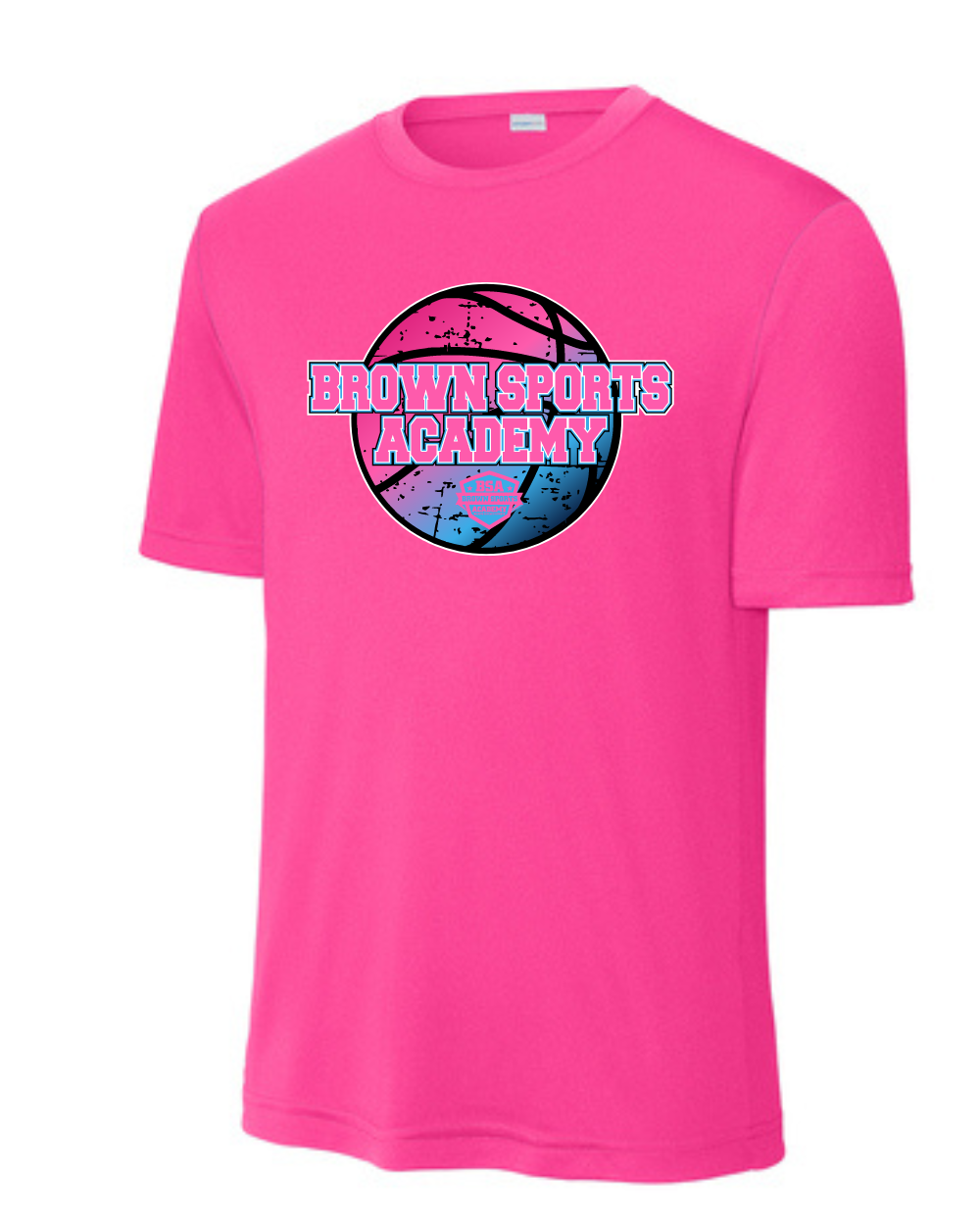 BSA-Brown Sports Academy Girls Distressed Basketball Performance Tee-Pink