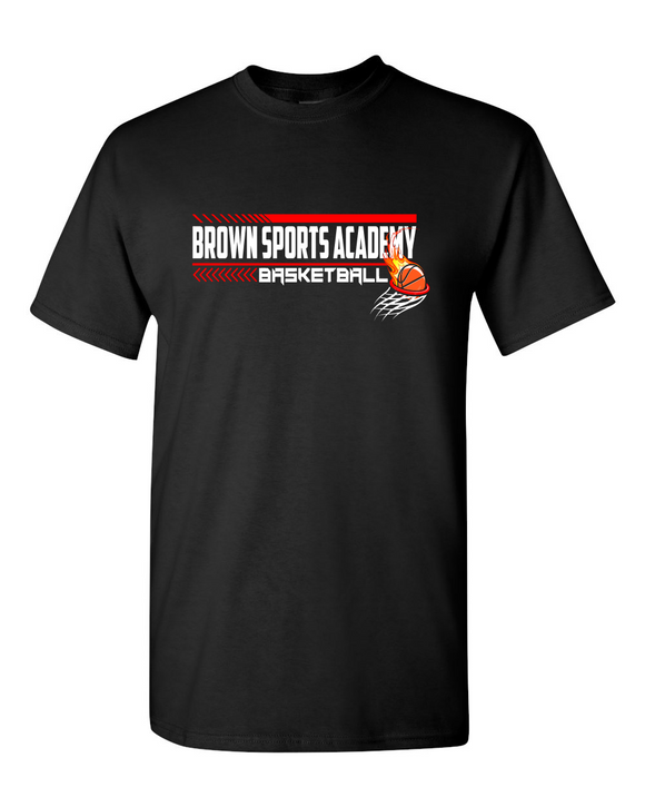 BSA-Brown Sports Academy Boys Basketball Cotton Tee-Black