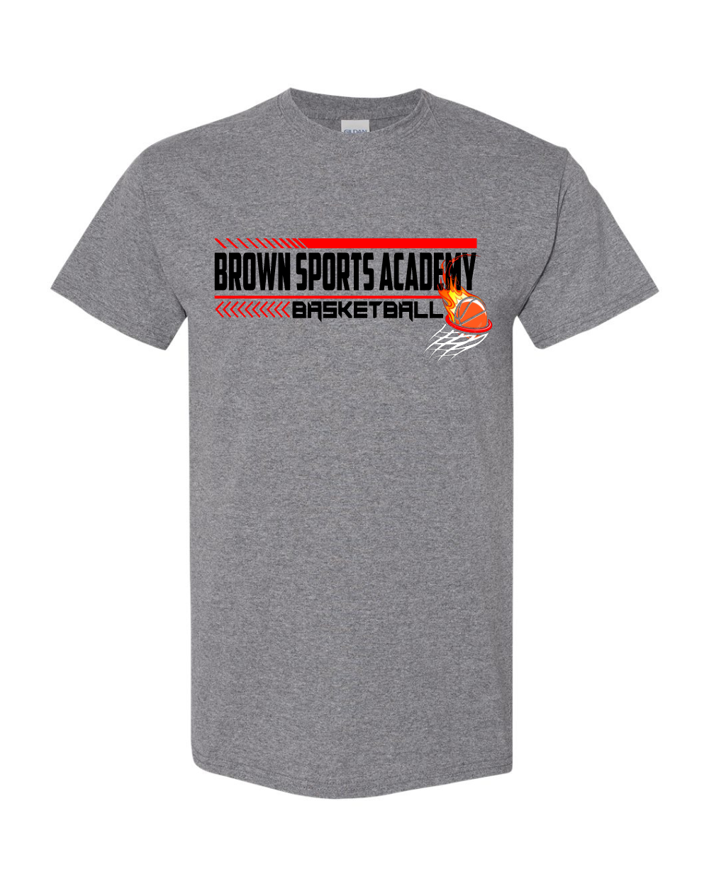 BSA-Brown Sports Academy Boys Basketball Cotton Tee- Grey