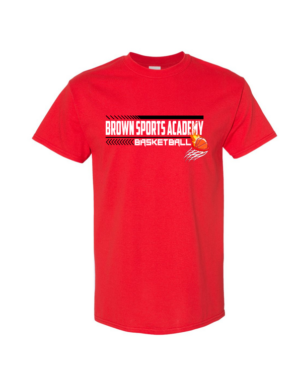 BSA-Brown Sports Academy Boys Basketball Cotton Tee-Red