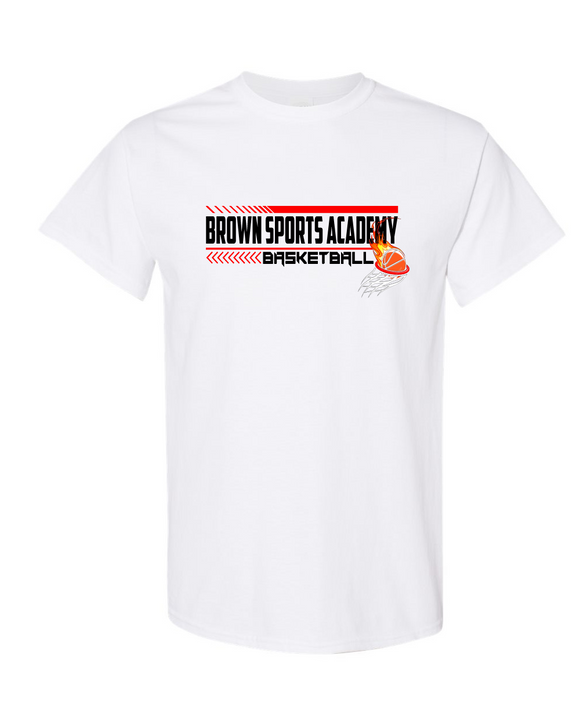 BSA-Brown Sports Academy Boys Basketball Cotton Tee-White