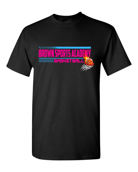 BSA-Brown Sports Academy Girls Basketball Cotton Tee-Black