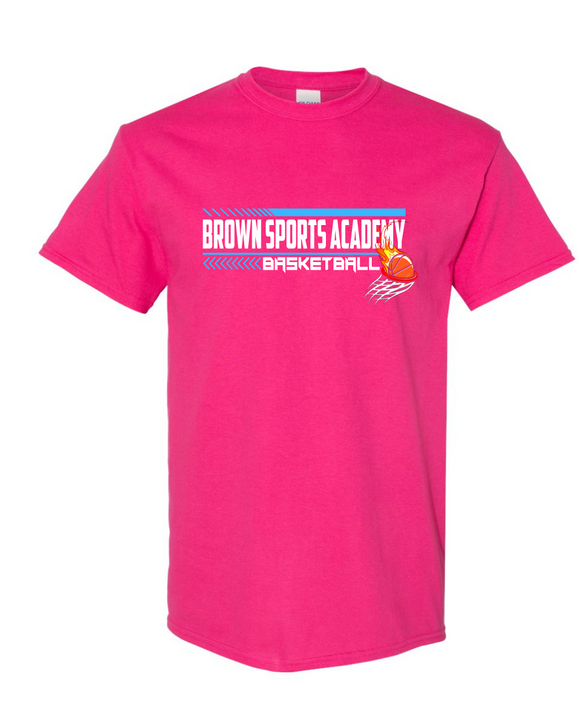 BSA-Brown Sports Academy Girls Basketball Cotton Tee-Pink