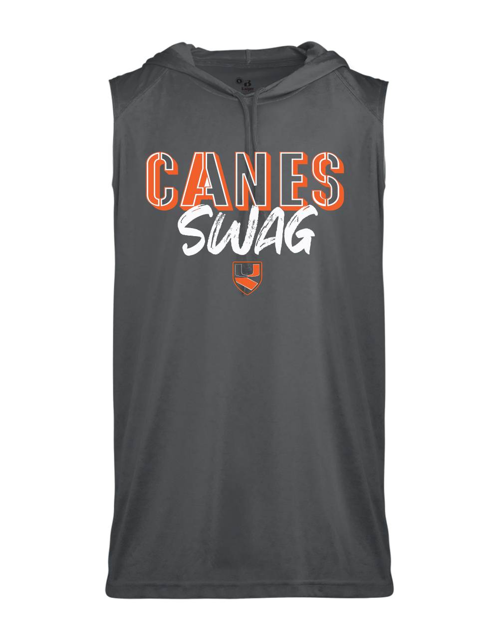 Pearland Canes- Canes Swag- Grey Sleeveless Hoodie Performance Tee