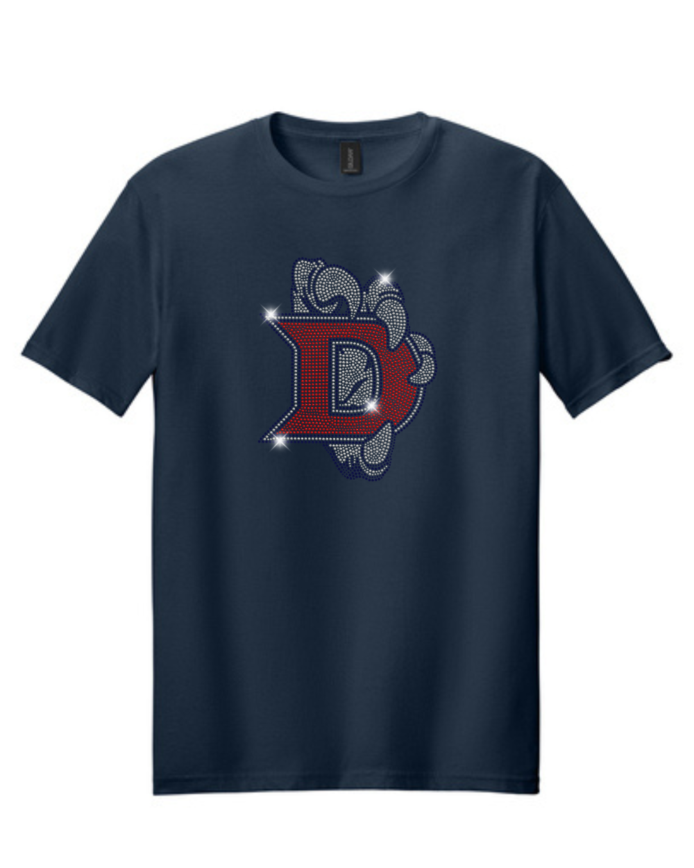 Dawson Football-Spangle Bling Short Sleeve Cotton Tee- Navy