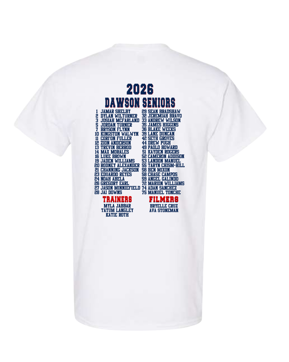 Dawson HS- Football Senior Night Cotton Blend Tee- White