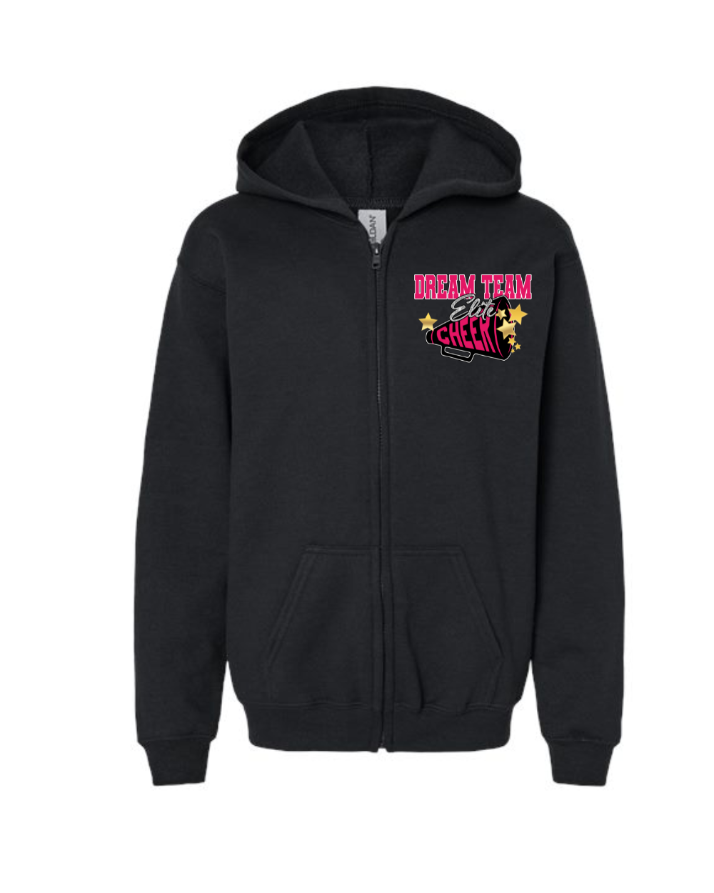 Dream Team Elite-Dream Team Cheer Logo Zip Hoodie- Black