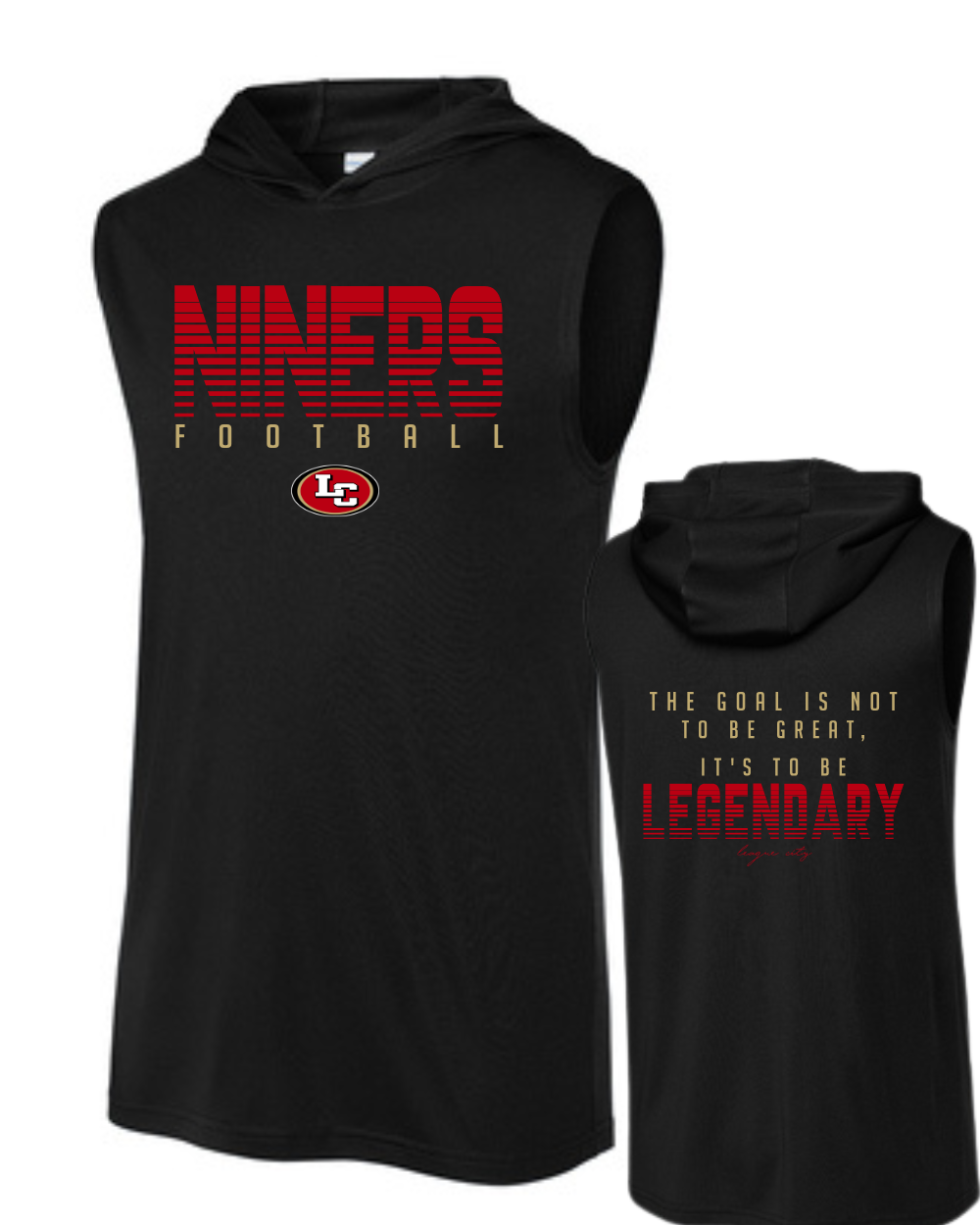 League City 49ers-Legendary NINERS Performance Sleeveless Hoodie- black