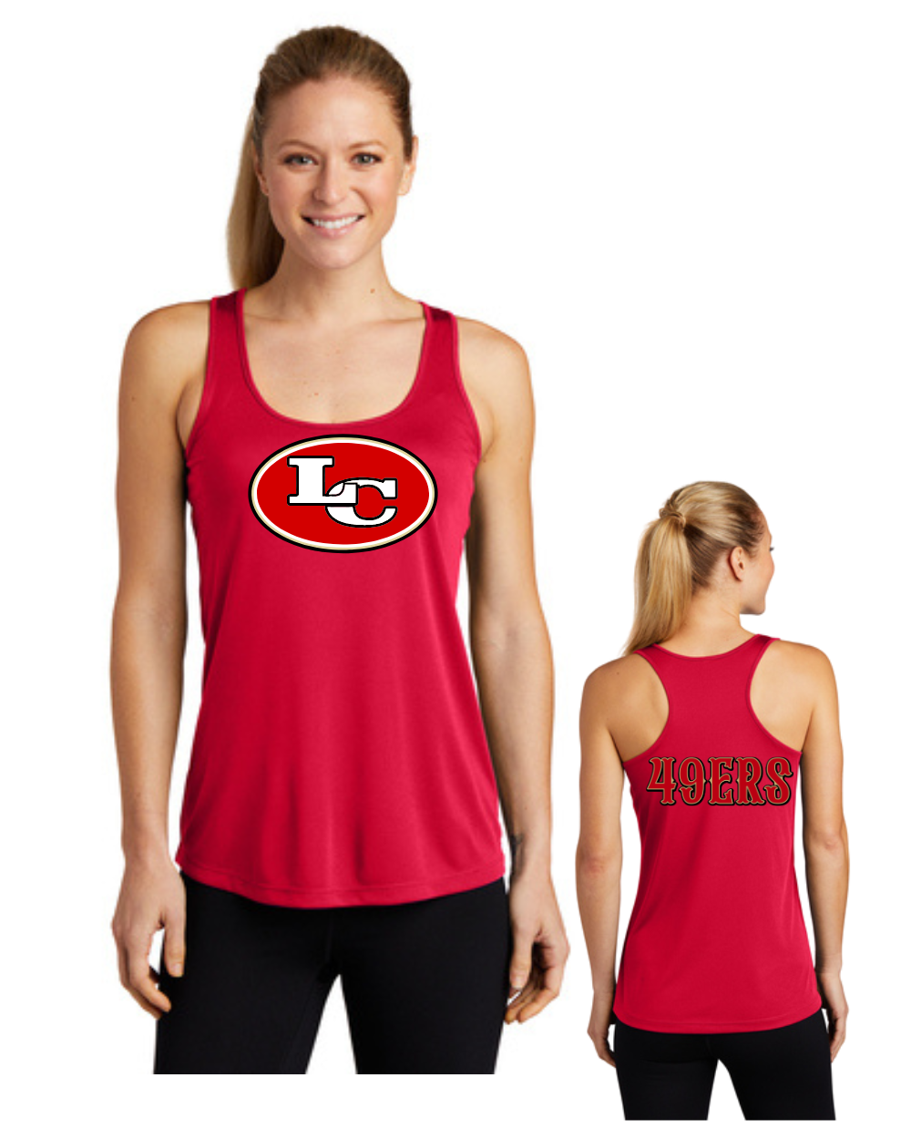 League City 49ers- LC 49ers Football- Ladies Tanktop-Red