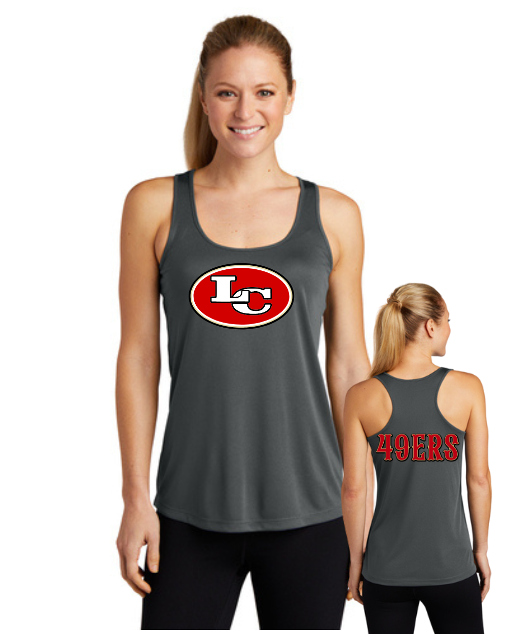 League City 49ers- LC 49ers Football- Ladies Tanktop-Charcoal
