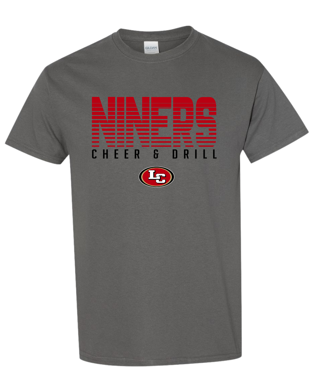 League City 49ers- Niners Cheer& Drill Tee-Charcoal Grey