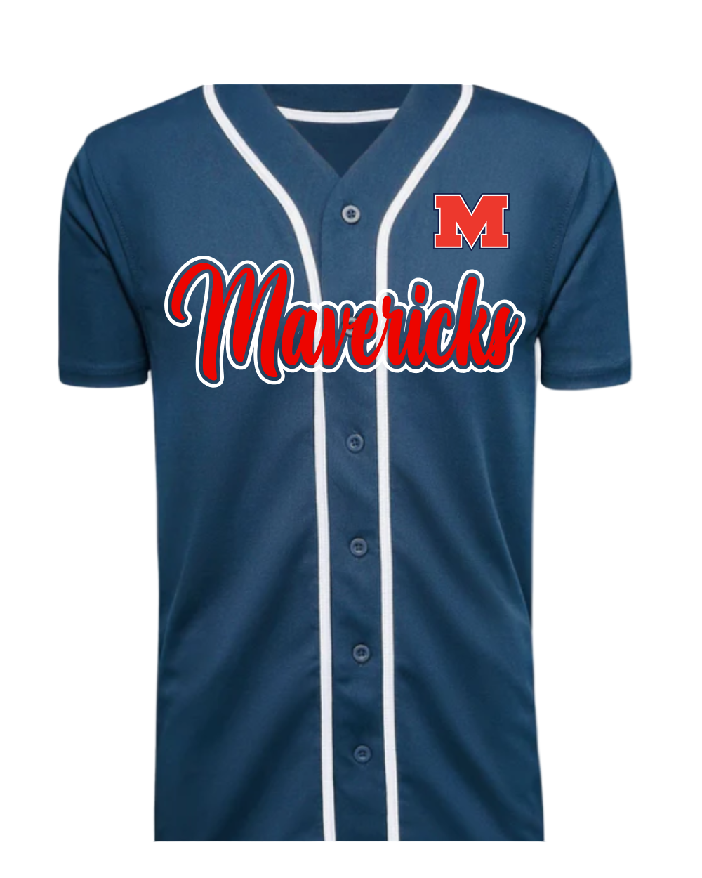 Manvel Baseball- Mavericks Baseball Jersey-Navy