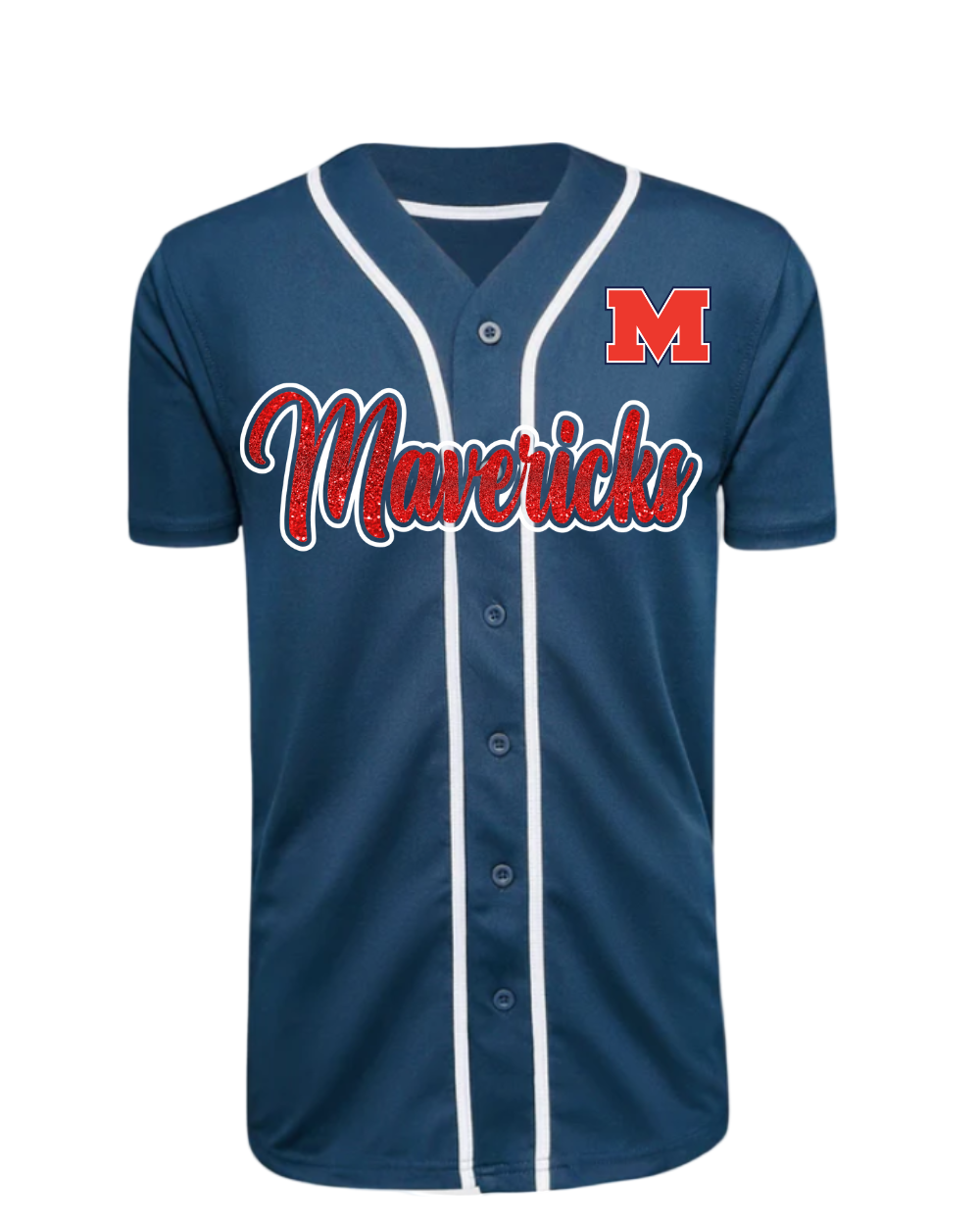 Manvel Baseball- Mavericks Baseball Jersey-Navy