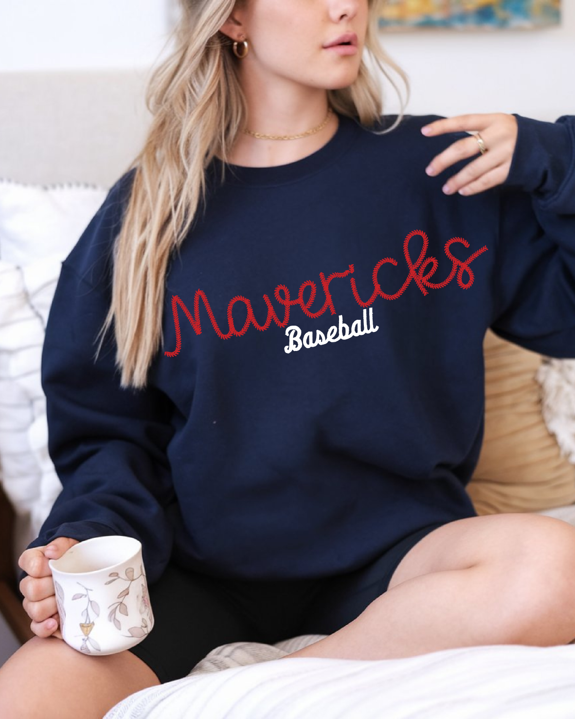 Mavericks Baseball Embroidery Stitchfont Crewneck