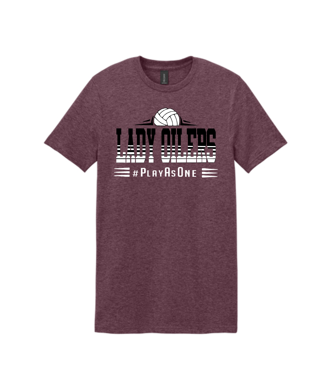 PHS Volleyball- Lady Oilers Play As One Cotton Tee-Heather Maroon
