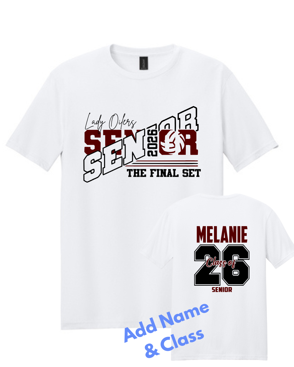 PHS Volleyball-Lady Oilers Volleyball Senior Cotton Tee-white