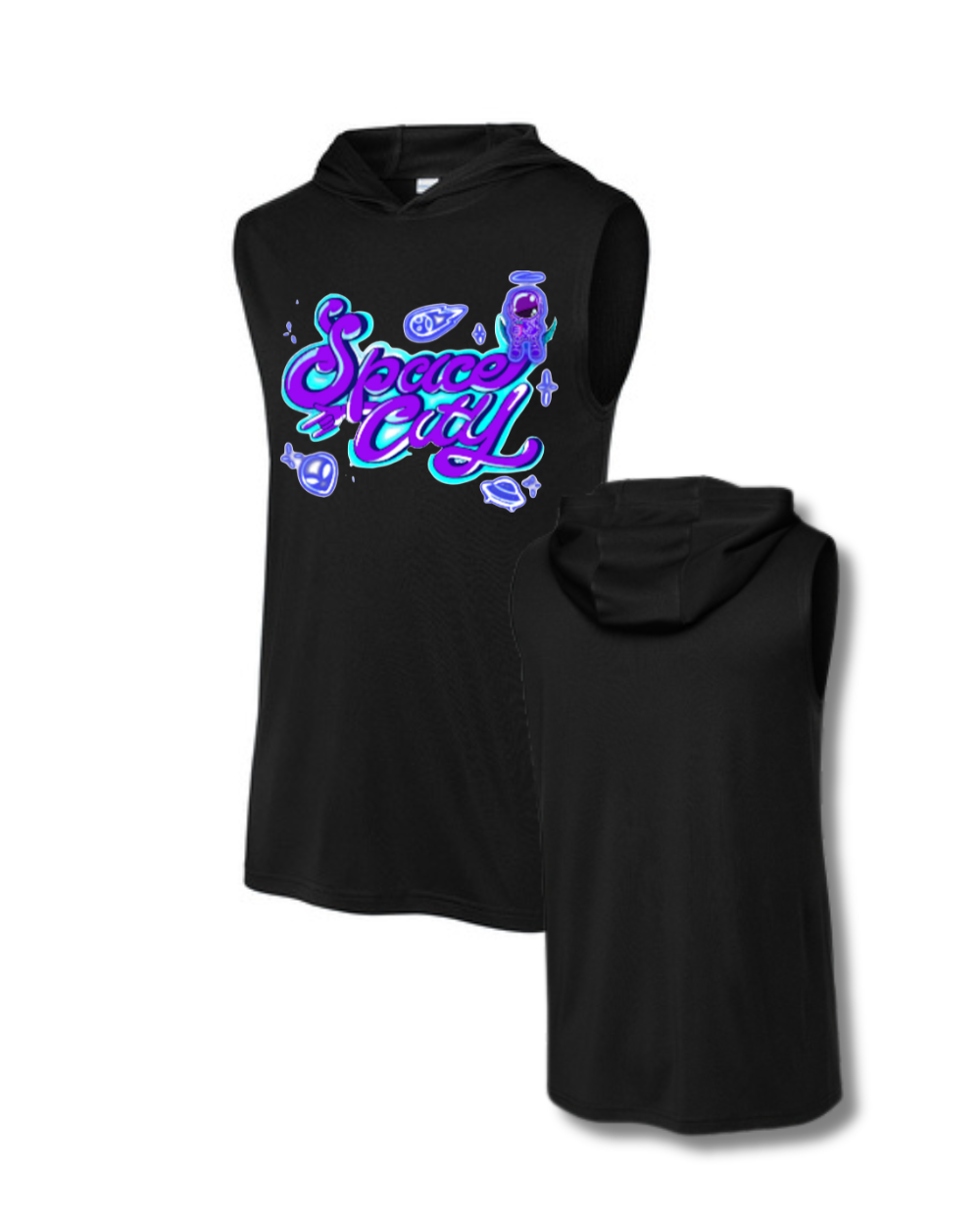 Space City Track & Field -Logo Performance Sleeveless Hoodie - Black