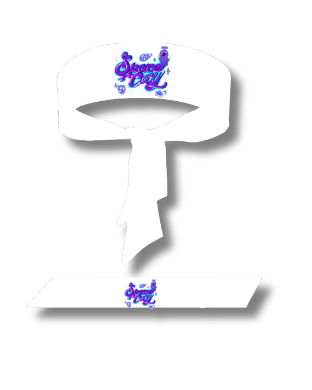 Space City Track & Field -Tie Back Headbands - White