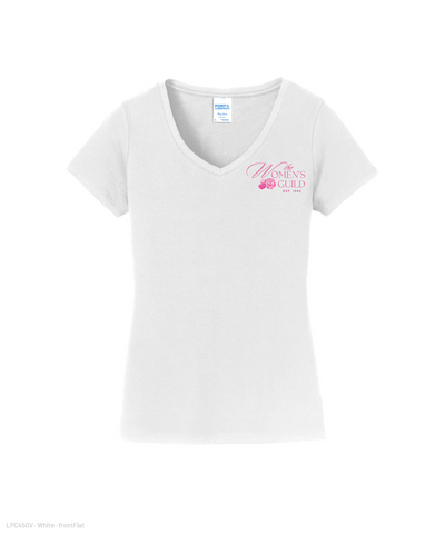The Women's Guild- Ladies Vneck Cotton Tee - White