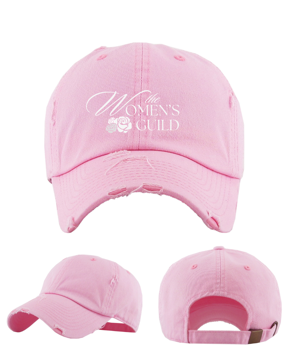 The Women's Guild- Embroidered Distressed Dad Hats - Light Pink